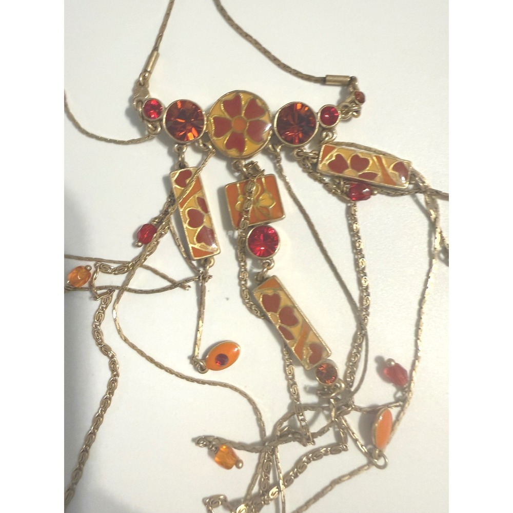 Pilgrim‎ Danish Design Gold Tone Enamel Crystal Multi Strand Necklace 341931